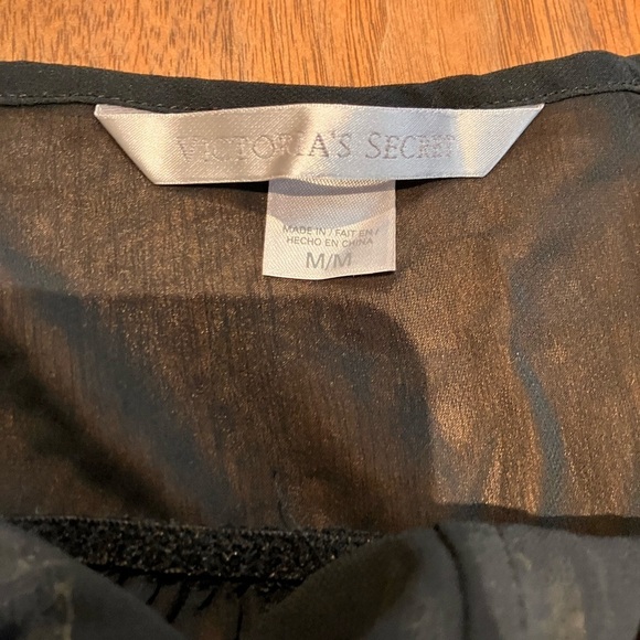 Rare Vintage Victoria’s Secret Sheer Mesh Lace Trim Babydoll Black and White, M - Picture 3 of 9